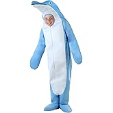 Kids Dolphin Halloween Costume | Dolphin Jumpsuit for Boys & Girls with Attached Mitts, and Shoe Covers for Playtime Fun