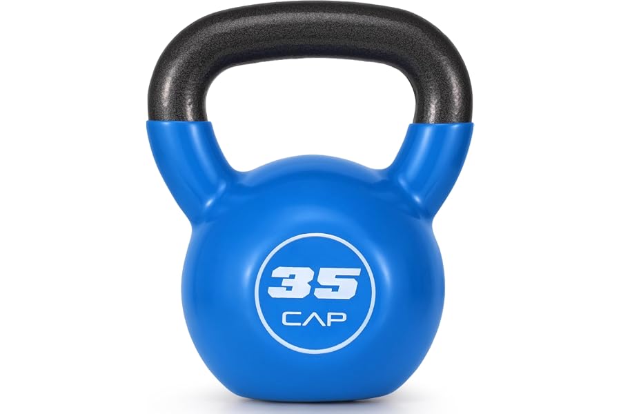 CAP Vinyl Coated Cast Iron Kettlebell, 10-50 LB Home Gym Weight