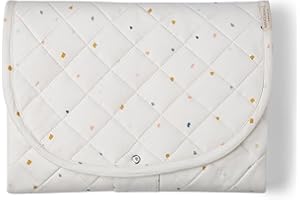 Makemake Organics Organic Portable Changing Pad GOTS Certified Organic Cotton Fill Portable Diaper Changing Mat Diaper Clutch Changing Station Kit Compact Travel Pad (33"x34", Dotty)