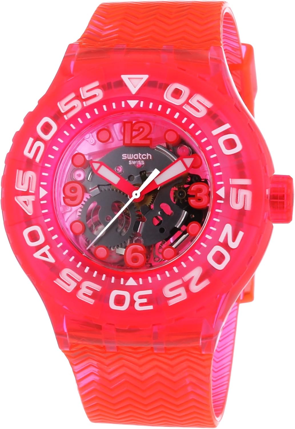 Swatch Deep Berry - Reloj de Cuarzo Unisex, con Correa de plástico, Color Rosa