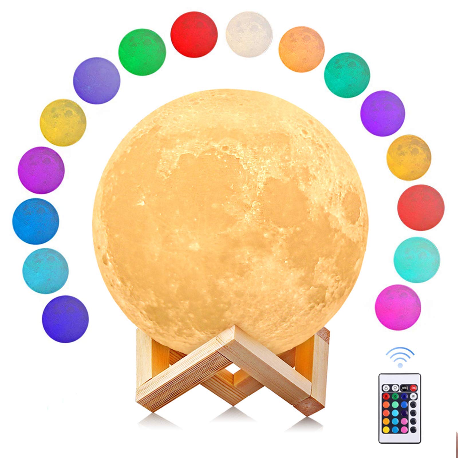 Uten Moon lamp, 3D Print LED Moon Light Lamp, Dimmable Touch Control Brightness Light for Home Decoration and Gifts for Lover,Parents,Friends, 16 RGB Color (Multi)