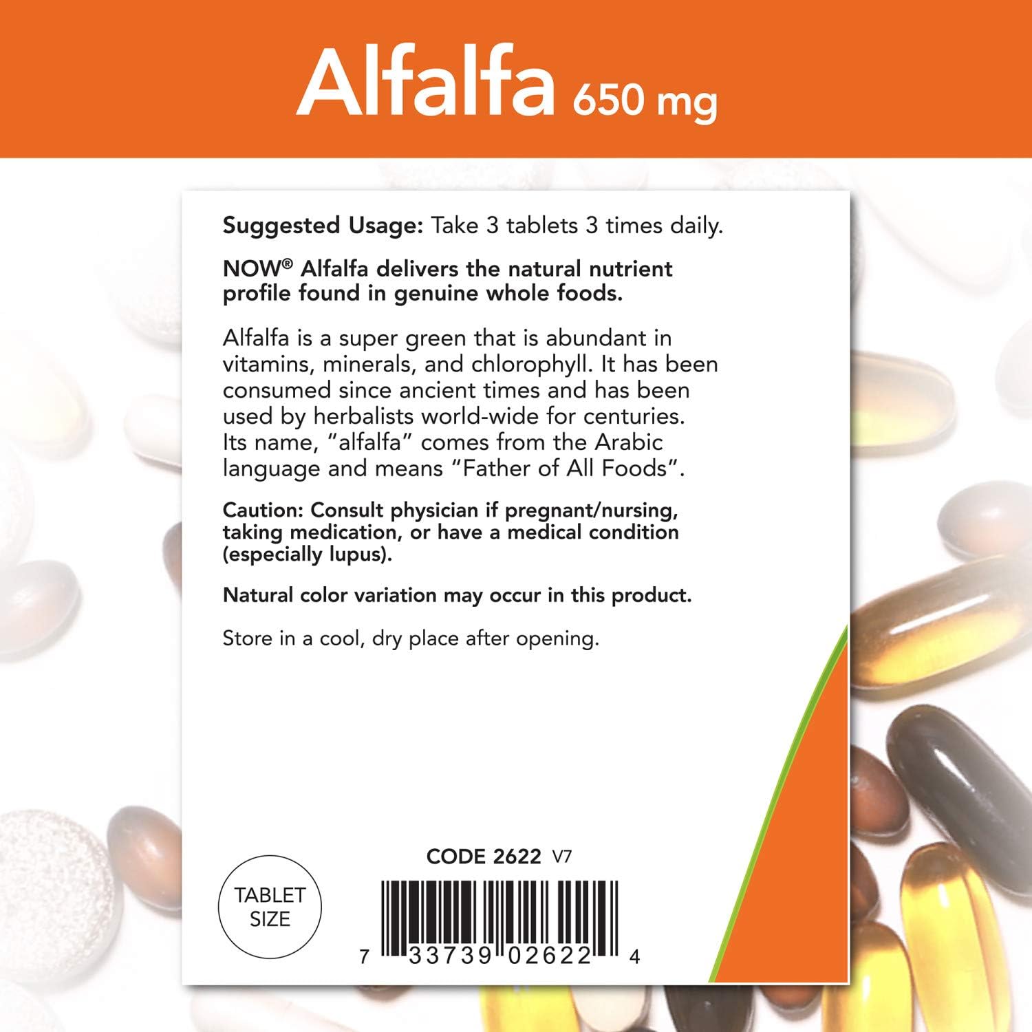 NOW Supplements, Alfalfa 650 mg source of Vitamin K, Green Superfoods, 500 Tablets: Health & Personal Care