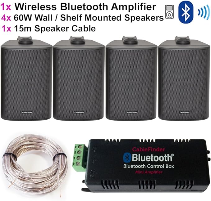 Wireless Bluetooth Amplifier & 4x 60W Wall Corner Amazon.co.uk