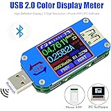 UM25C Color LCD Display Tester, 1.44 Inch 5A USB 2.0 Type- C Bluetooth Tester, Voltage Current Meter Voltmeter Ammeter Batter