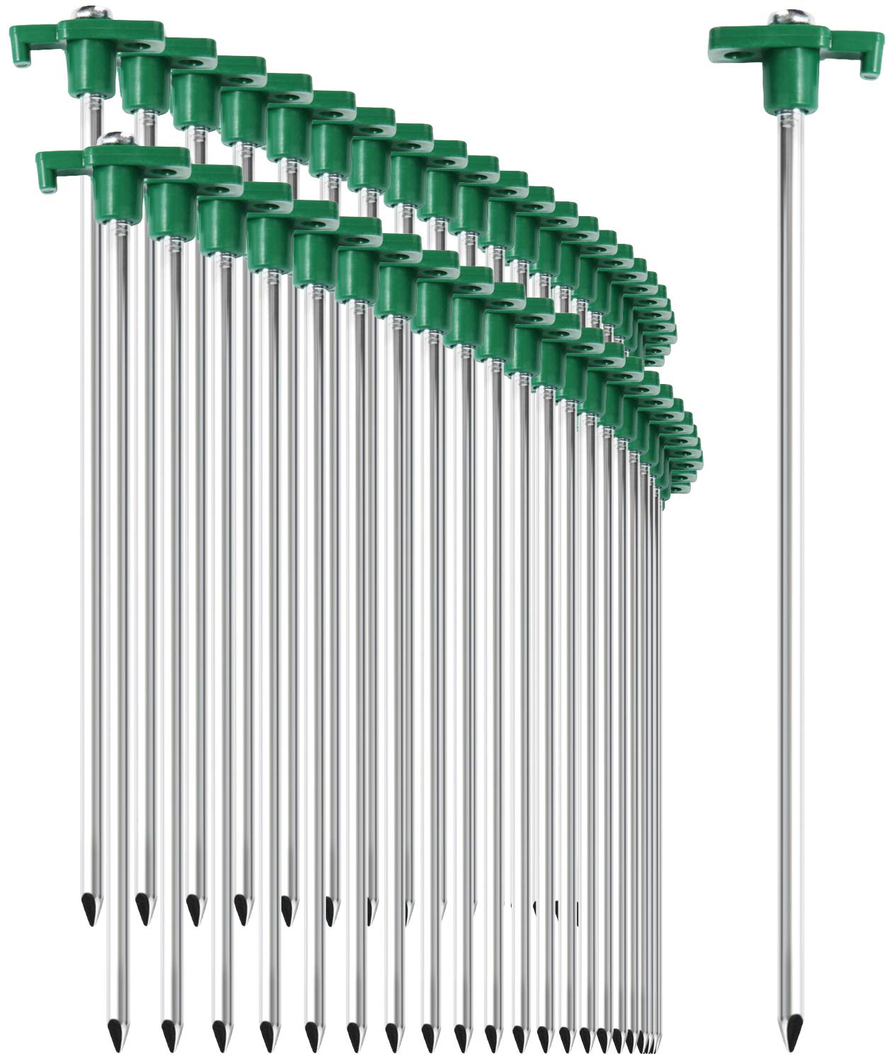 com-four® 48x steel tent pegs - long and durable pegs with plastic mount for camping and outdoor - ideal for normal and hard ground 250x7mm