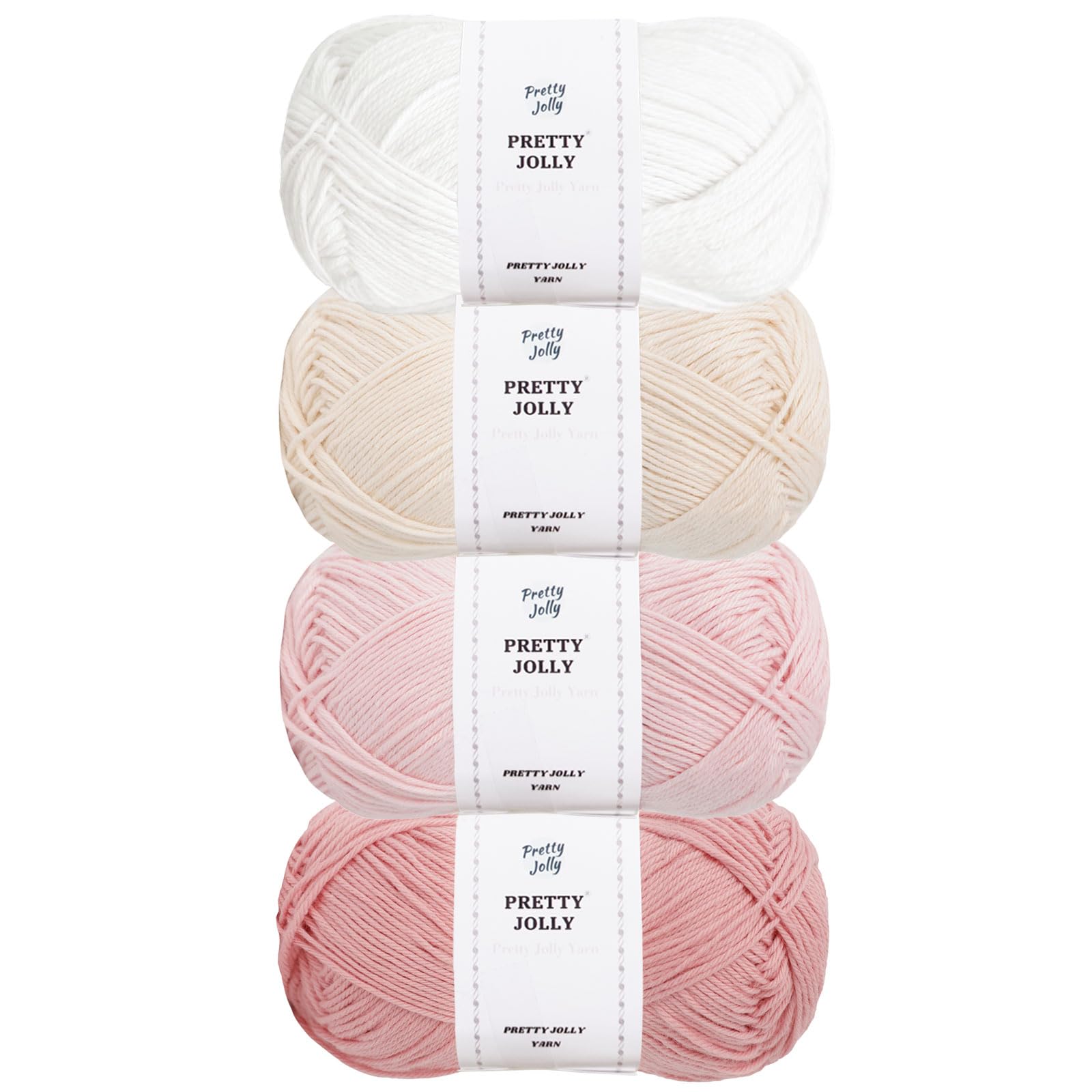 Pretty Jolly 4 Skeins Soft Baby Yarn, 100% Cotton, Crochet & Knitting, 4 Ply, Fingering Weight, Blanket Yarn for DIY Craft Total Length 4×160m/4×50g (Set 8) — image 1