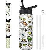 Frog Water Bottles with Straw, 18 Oz Insulated Stainless Steel Tumbler Cup Mug Frog Gifts for Women Girls Frog Lovers