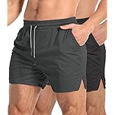 Aolesy Men's Gym Workout Shorts 5"/7"/10" Lightweight Bodybuilding Athletic Shorts Running Training with Zip Pockets