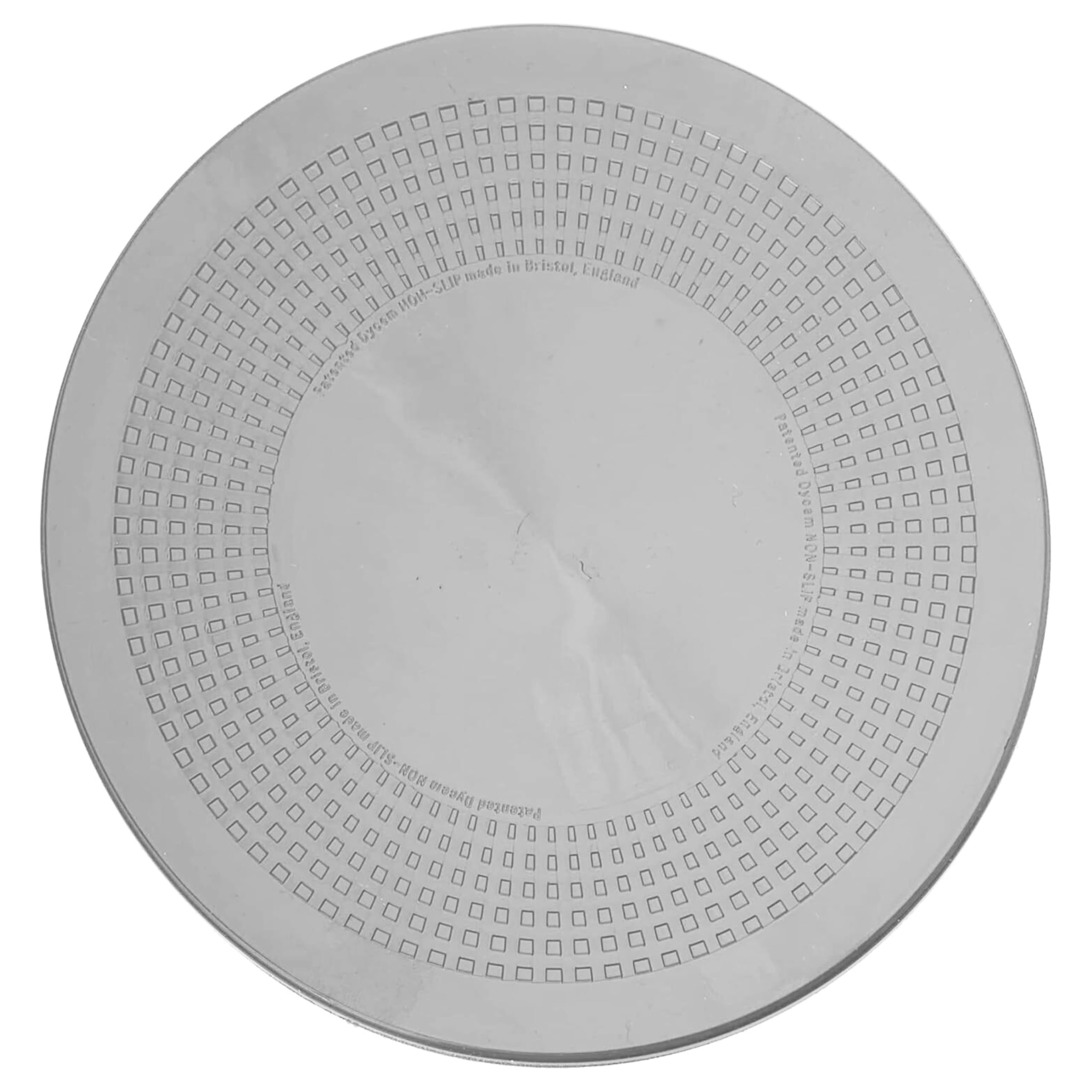 DYCEM Non Slip Pad, Round 19 cm Diameter, Silver, Precut Adhering Pad, Grip Assistance, Non-Toxic, Prevents Objects From Sliding or Rolling, Ideal for Cups, Plates, & Eating Utensils