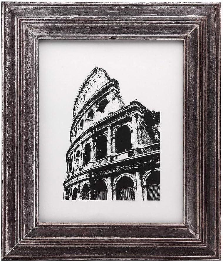 Afuly Distressed Wood Picture Frame 8x10 Antique Photo Frames in Black and Brown Wide Line Molding