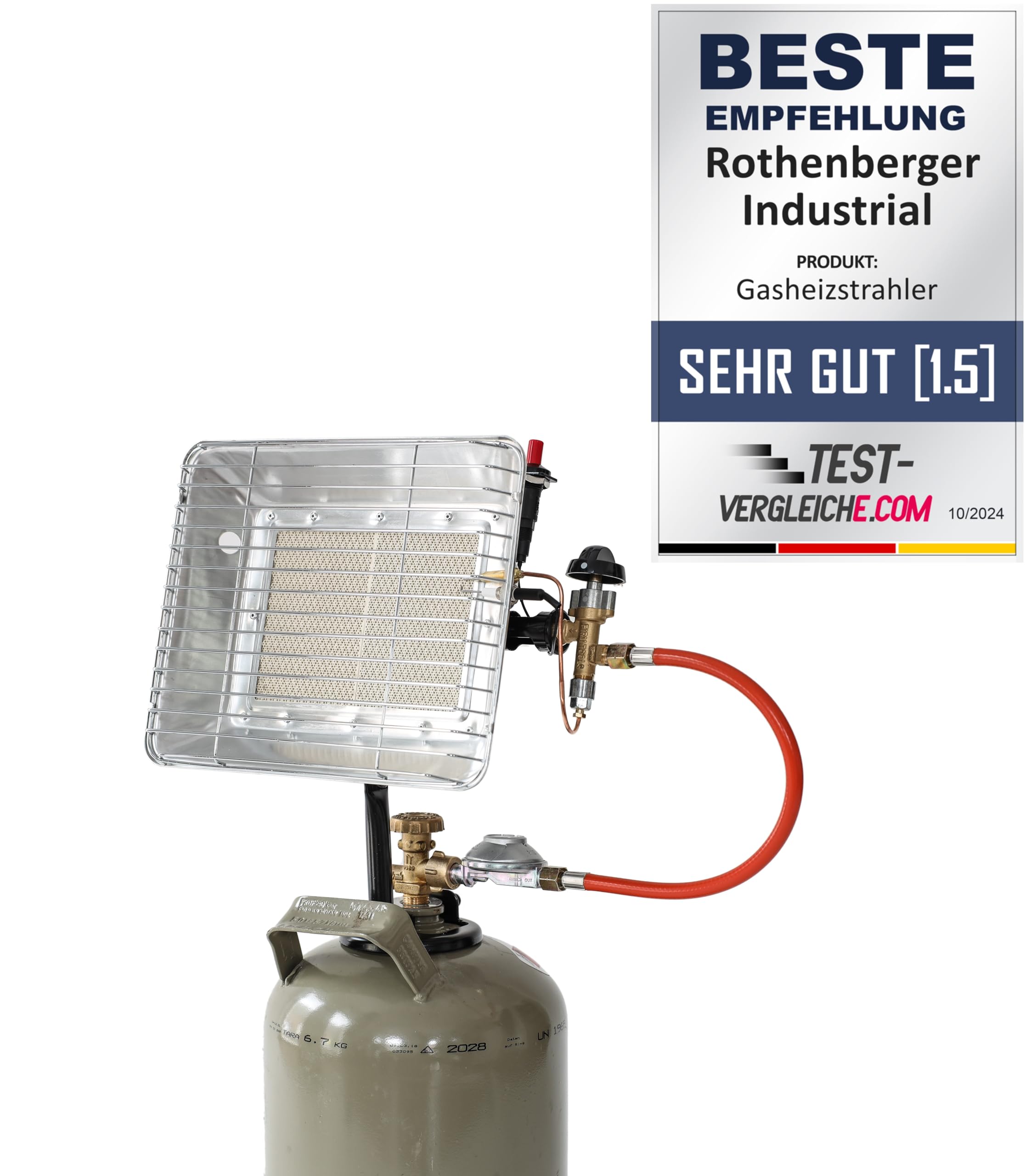 ROTHENBERGER heater - heater incl. piezo ignition, hose & regulator, gas heater, top heater, operated with propane - gas For 5 Kg or 11 Kg bottles