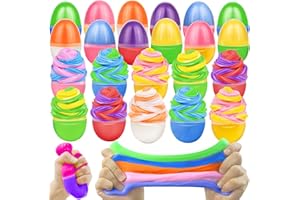 OLIXMLYA [ Two Color ] Easter Eggs Fillers Butter Slime, 12 Pack Prefilled Easter Egg Stuffers Easter Slime Toys Easter Eggs for Easter Eggs Hunt Filling Treats Stuffer Easter Holiday Party Favor