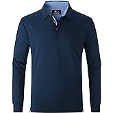 Polo Shirts for Men Long Sleeve Moisture Wicking Golf Polos Casual Travel Performance Collar Shirts