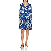 Tommy Hilfiger Womens V Neck Soft Crepe Knee Length Fit and Flare Dress