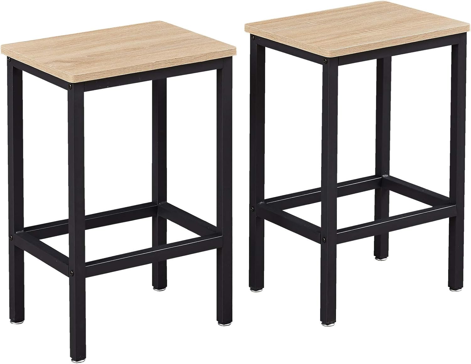 SUPERJARE Set of 2 Bar Stools, Industrial Barstools Chairs with Footrest and Steel Frame, Pub Kitchen Counter Height Bar Chairs - Nature: Kitchen & Dining