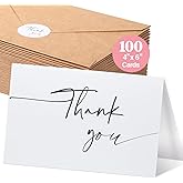 miikoul 100 Pieces Thank You Cards with Kraft Envelopes & Stickers 4x6 Inch Minimalistic Design Bulk Thank You Note for Graduation, Baby Shower, Wedding,Business, Doctor,Teachers