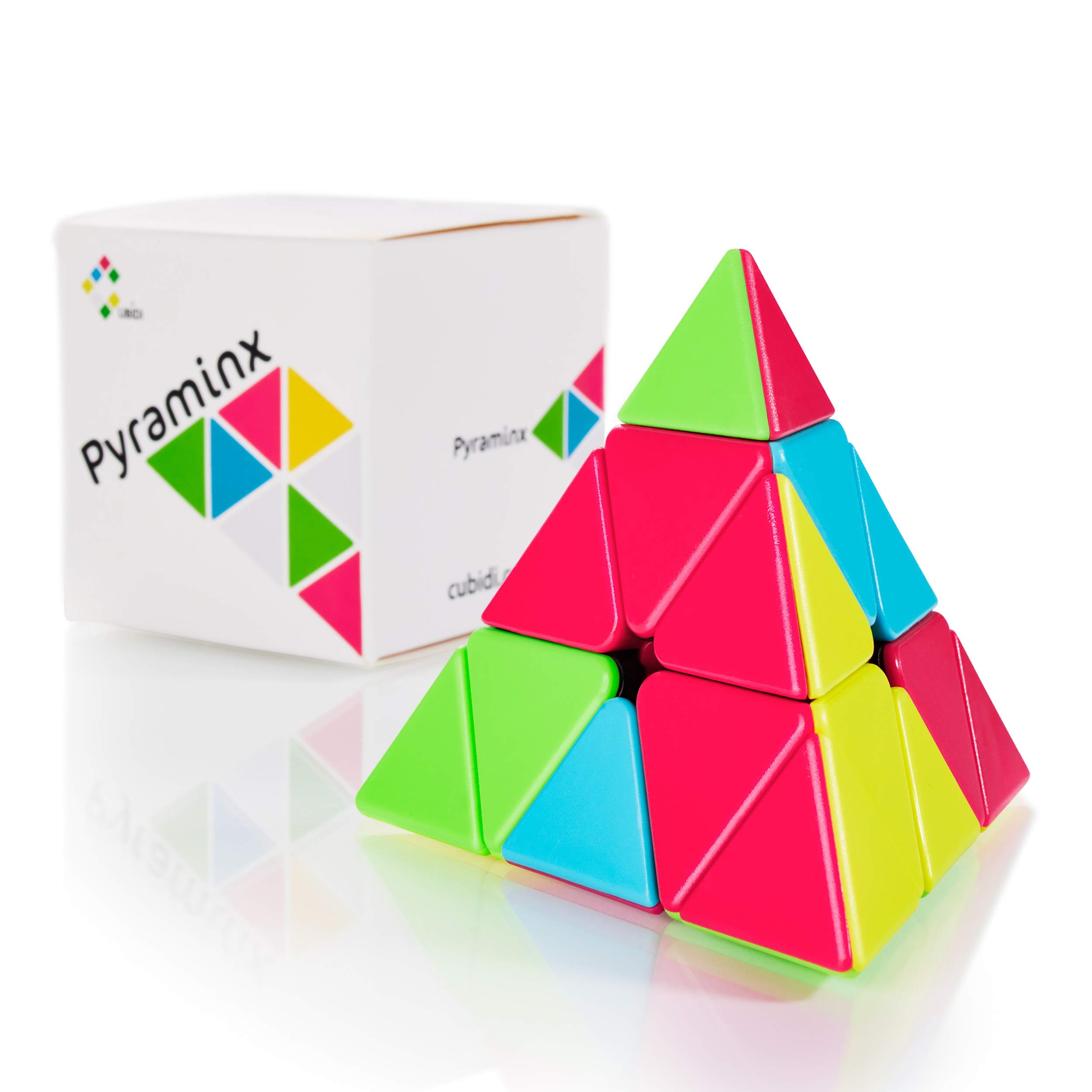 CUBIDI® - Magic cube pyramid - exciting pyraminx brainteaser for children and adults (without sticker)
