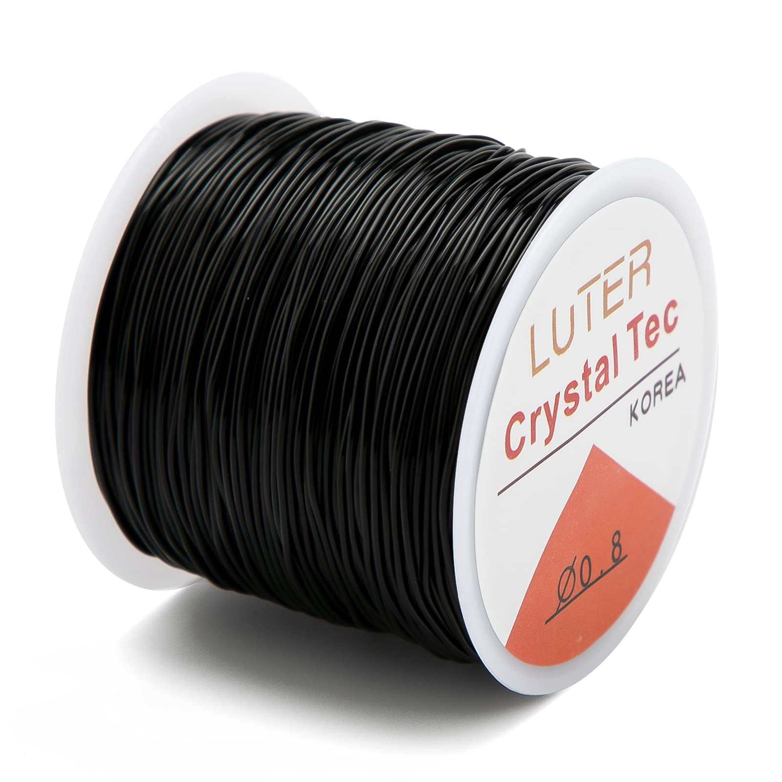 LUTER 0.8mm Elastic String Crystal Elastic Cord Stretchy Bracelet String for Jewelry Making Necklace Bracelet Beading Thread (164ft) (Black)