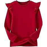 Csbks Toddler Baby Girl Soft Thick Crewneck Ruffle Tops Infant Girls Cotton Long Sleeve T-Shirt