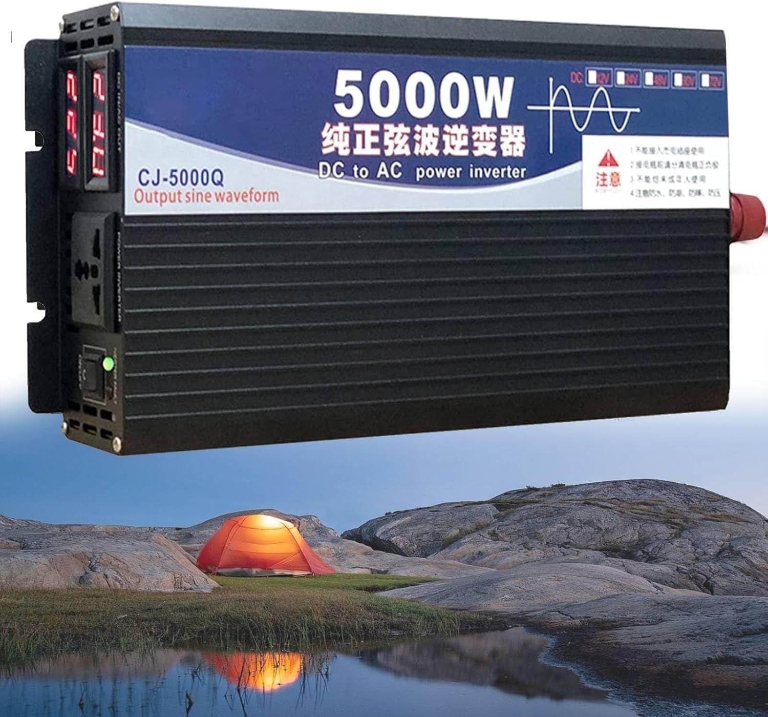 Photo 1 of TYHJWLKJ 3500W 5000W Pure Sine Wave Power Inverter 12V 72V DC to 110V AC Voltage Converter with LCD Display, for Home/RV/Truck/Car/Camping/Solar (5000W,12V)