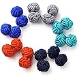 HONEY BEAR Silk Knot Cufflinks Elastic Fabric 5 Pairs Set for Mens/Womens Shirt Accessories with Box