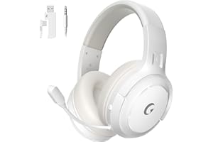 COOLV Wireless Gaming Headset for PS5/PS4,PC, 2.4GHz&Bluetooth 5.3 Gaming Headphones with Noise Canceling Mic, 20ms Low-Latency, 50+Hr Battery, Type-C- White