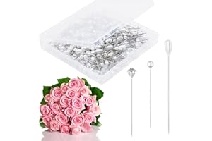 SHEHARUHI 300 PCS Floral Pins for Bouquet 3 Styles Pearl Diamond Boutonniere Pins Craft Wedding Corsage Accessories with 1 Box for Dressmaking Sewing Jewelry Flower Decoration