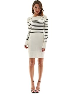 black and white striped sweater dress