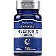 Piping Rock Melatonin with L-Theanine | 120 Tablets | Melatonin 10mg | Adult Sleep Supplement | Extra Strength Complex Formula | Vegetarian, Non-GMO, Gluten Free