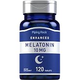 Piping Rock Melatonin 10mg | 120 Tablets | with L-Theanine | Adult Sleep Supplement | Extra Strength Formula | Vegetarian, Non-GMO, Gluten Free