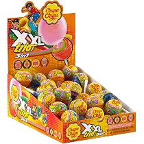 Chupa Chups, XXL Trio, Bubble Gum Filled Lollipops Candy, Box of