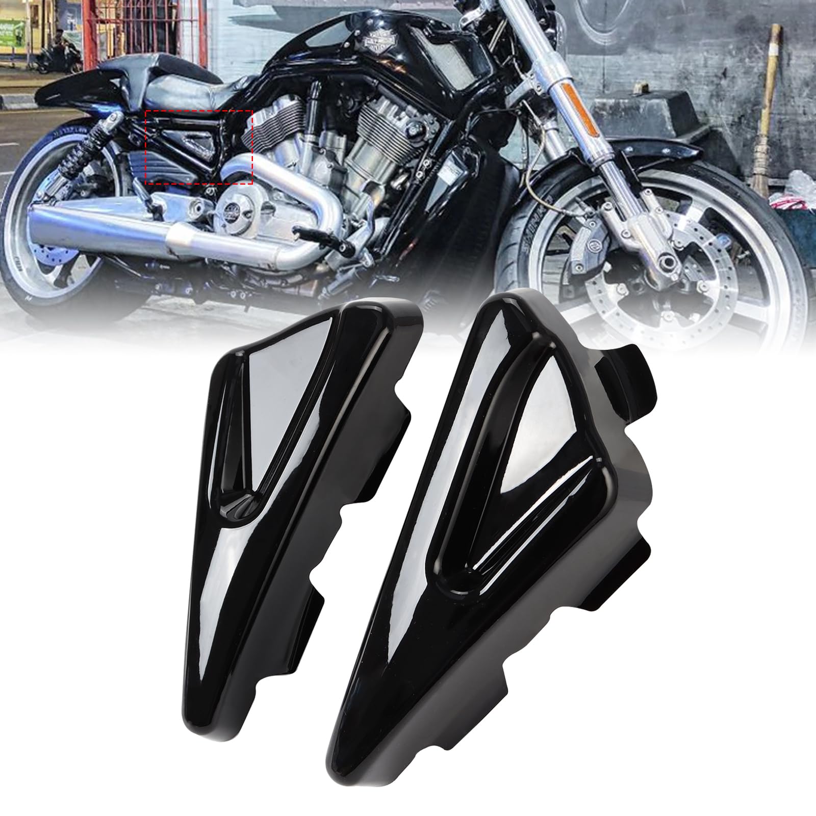 Photo 1 of GUDITEM Motorcycle Tank Side Frame Battery Covers For 2007-2017 Harley V-rod Night Rod Special,Gloss Black