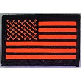 USA Flag Patch - 2" x 3" - Blaze Orange &amp; Black