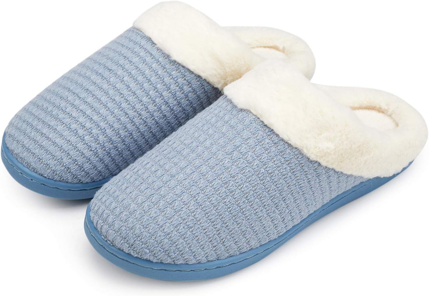 Ladies Cotton Knitted Slippers Soft Memory Foam Women Warm Wool-Like Plush Indoor Shoes Anti-Slip Winter House Shoes