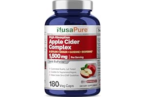 NusaPure Apple Cider Vinegar Complex 1500 mg 180 Veg Caps Suitable for Vegetarians and Vegans, Non-GMO
