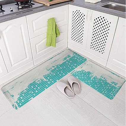 Amazon 滑り止めキッチンマットラグ2点セット ドアマット 3dプリント ヨーロッパ中世グラデーションパターン モザイク 寝室 リビングルーム コーヒー テーブル 家庭用スキンケアカーペット ウィンドウマット 27 5 X55 1 By19 7 X31 5 Didian2jtk70xg140k50xg80