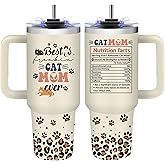 Vprontse Cat Mom Gifts - Mom Tumbler with Handle - 40oz Stainless Steel Travel Mug Insulated Coffee Cup, Moms Birthday Gifts, Drinking Cup for Moms, Birthday, Christmas