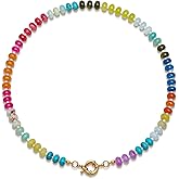 BONNY BOXX Handmade Colorful Rondelle Gemstone Beaded Necklace for Women Fall Gift