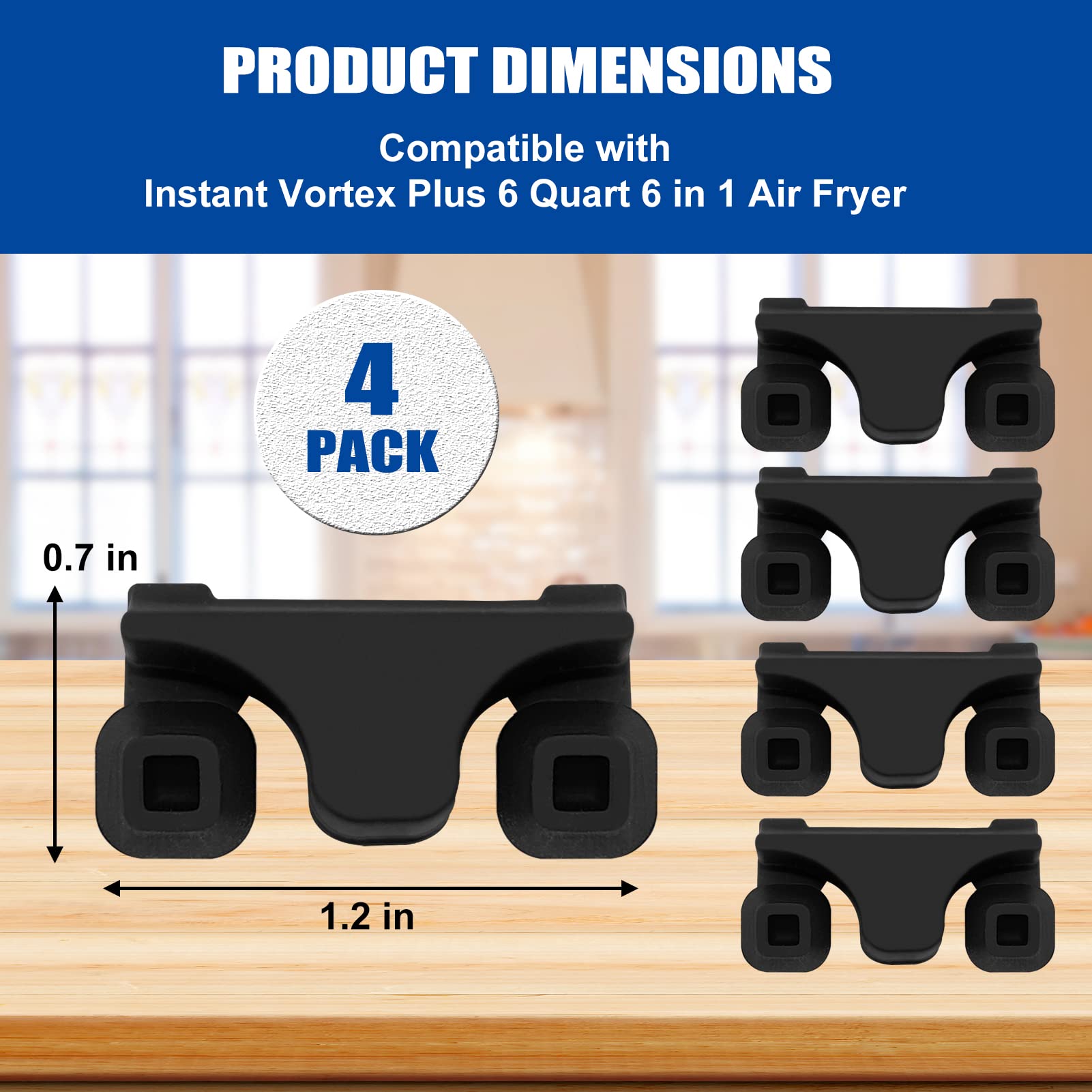 Air Fryer Rubber Bumpers, 4 Packs Replacement Parts for Instant Vortex Gourmia Cosori and other Air Fryers, Air Fryer Accessories Silicone Protective Feet Tips Tabs to Prevent Basket Damage