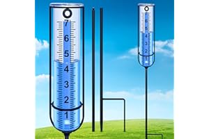 MYEBIUAI Rain Gauge Upgrade, Rain Gauges Outdoors Best Rated, Freeze Proof Rain Gauge Outdoor with Sturdy Stake, Rain Gauges for Yard, Garden, Lawn, Patio, Farm Use - Large Clear Numbers, and Adjustable Height