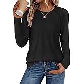ATHMILE Long Sleeve Shirts for Women Fall Outfit 2026 Fashion Casual T Shirt Round Neck Basic Loose Tunic Tops