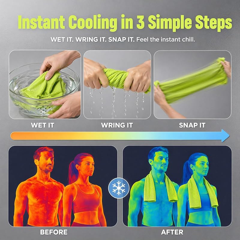 Serviette Rafraîchissante 4 Pièces,Cooling Towel Microfibre Séchage Rapide,Serviette Froide Respirante pour Sport Fitness Running Yoga,Serviette Sport Portable 30 x 90 cm avec Étui Silicone