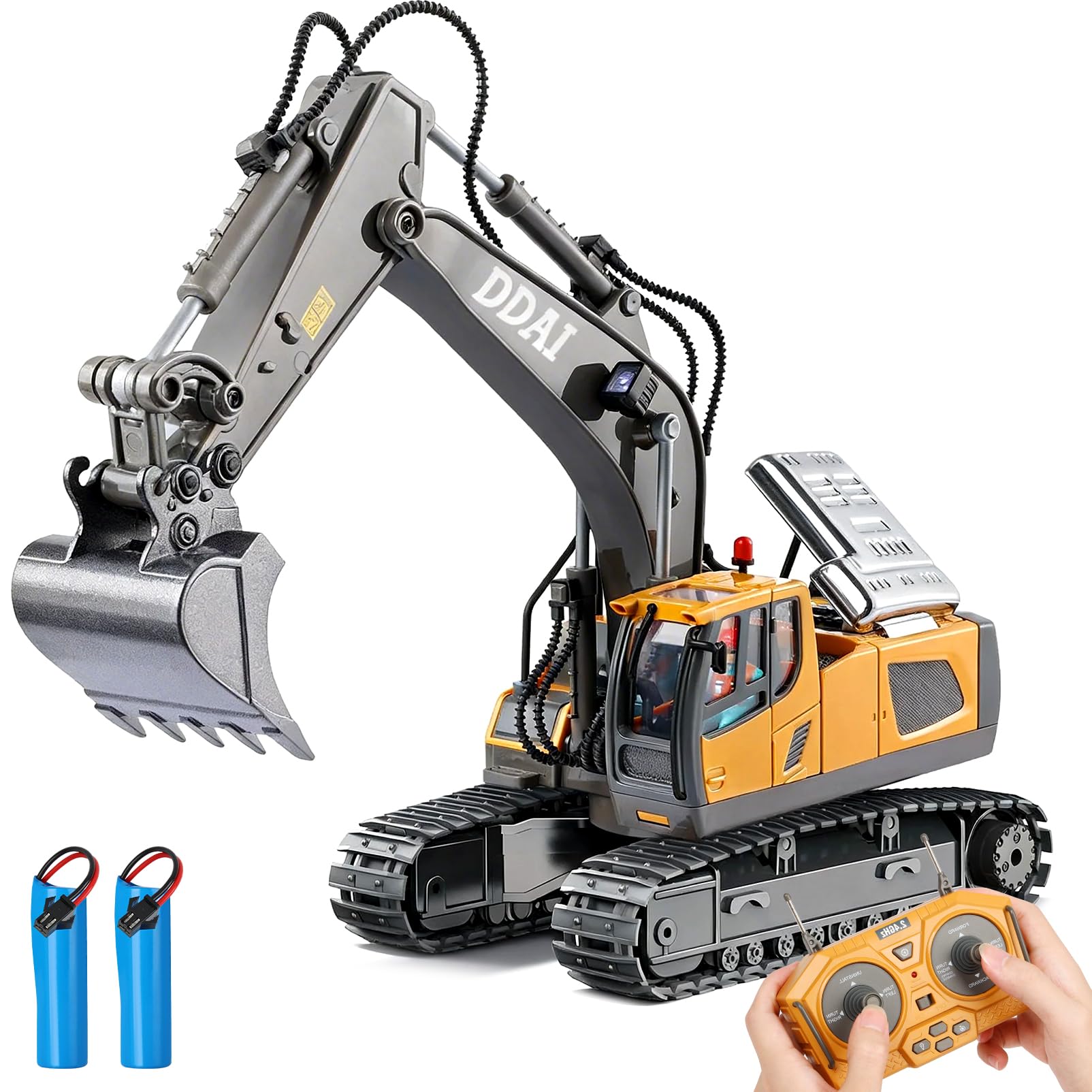 Photo 1 of DDAI Remote Control Excavator Toys for Boys 8-12 Kids Best Gift Ideas for Age 3 4 5 6 7 8 9 10+ Year Old Boy Rechargeable RC Construction Excavators Digger Vehicles Engineering Toys with Metal Shovel
