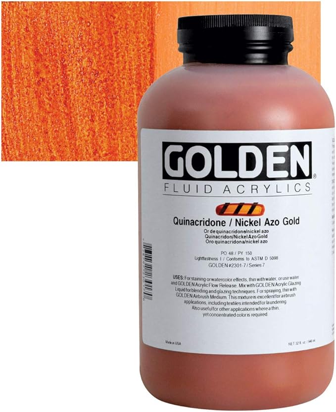 Golden Fluid Acrylics Quinacridone Nickel Azo Gold 32 oz Bottle