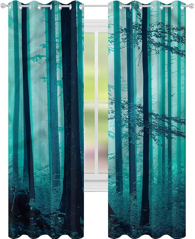 YUAZHOQI Blackout Curtains for Bedroom Woodland Mysterious Deep Forest