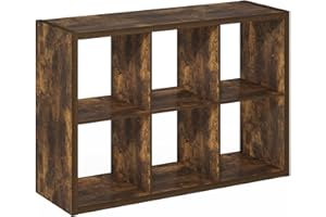 Furinno Cubicle Book Shelf, 6-Cube Thick Frame Bookshelf, Horizontally & Vertically Reversible Bookcase with Open Back, 14.6 