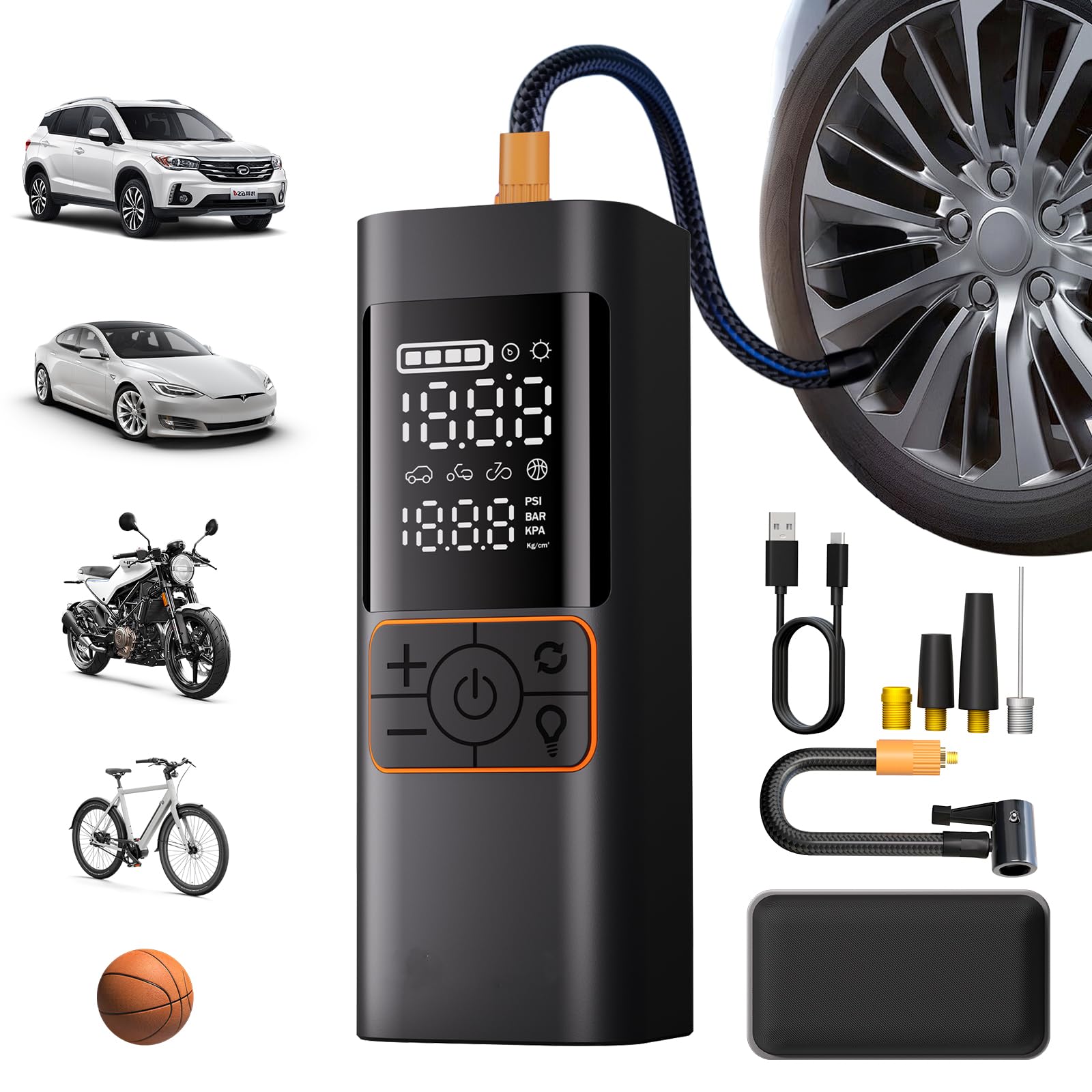 Photo 1 of Tire Inflator Portable Air Compressor, 20000mAh 180PSI & 4X Faster Air Pump- with Digital Pressure Gauge, LED Light and Auto Shut, Cordless Air Pump for Cars, Bikes, Balls, Motorcycles and More.