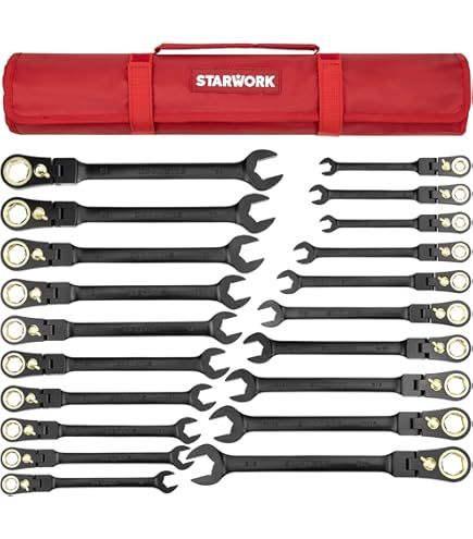 22 pc BLK Chrome Reversible Combo Ratchet Wrench Set-Spline
