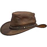 Outback Trading Men's 1377 Iron Bark UPF 50 Breathable Crushable Leather Western Cowboy Hat