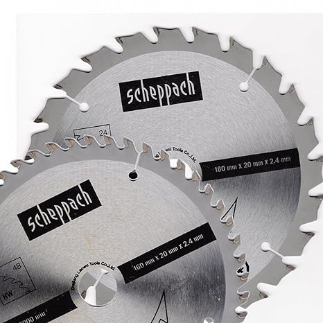 Scheppach Kreissägeblatt Set Holz HW 160 x 2,4 x 20 mm mit 24 und 48 Zähne